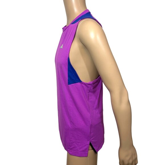 Adidas Men’s Training Tank Top Purple Blue S Logo Slim Activewear Gym Workout - Picture 6 of 15